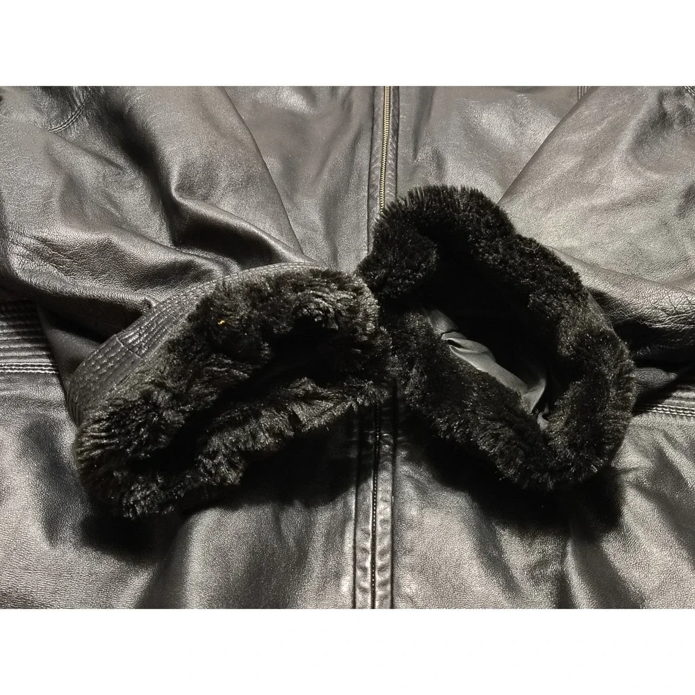 Charles Klein Genuine Leather Jacket & Leather Hood Sz XL + Removable liner Sz M - Picture 2 of 11